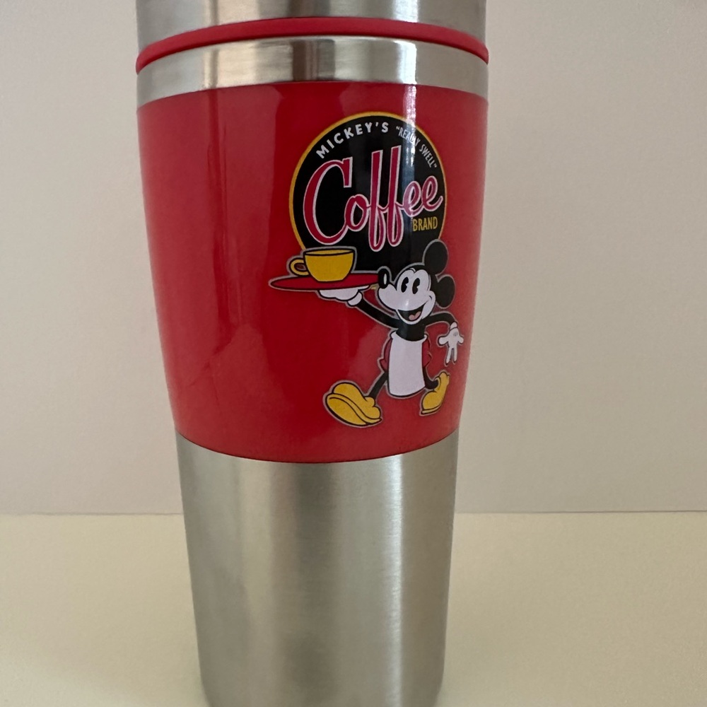 Disney Mickey's Coffee Brand Red and Silver Tumbler NWT